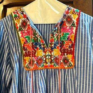 Striped embroidered tunic/short dress